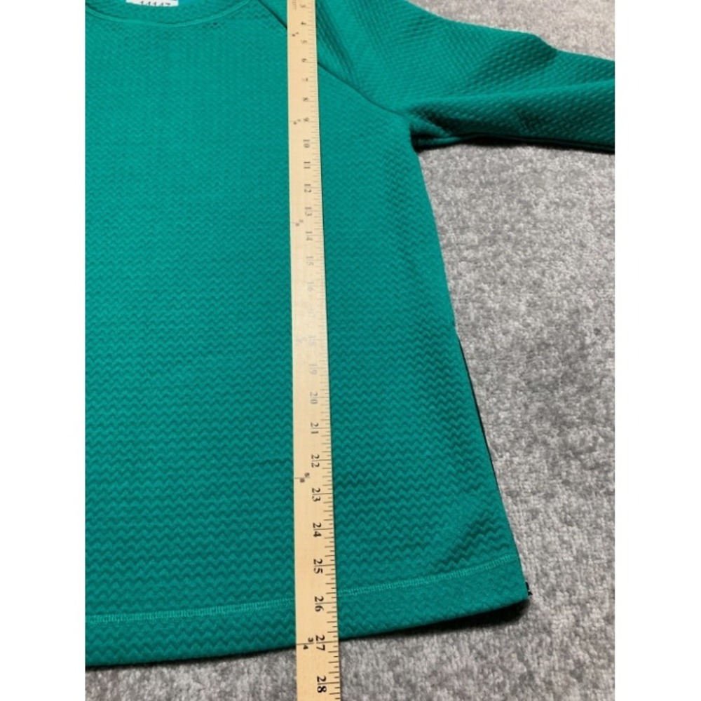 T by Talbots Womens Emerald Green Quilted Chevron Side Zip Top Pullover Large - Picture 10 of 10